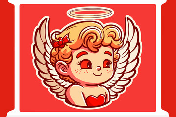 Cute cuipid with red background