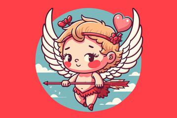 Cute cuipid with red background
