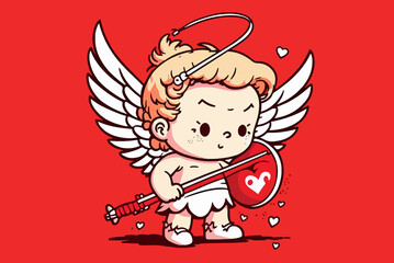 Cute cuipid with red background