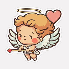 little angel with a heart on her chest