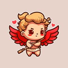 little cupid with hearts, valentine illustration