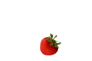 One red strawberry. Close up and cut out on a white background.