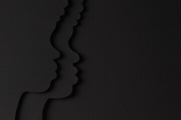 Black History Month color background. African Americans history celebration. Black paper cut people...