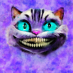 The head of a cat that smiles