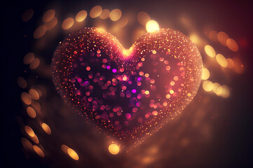 Naklejka na ściany i meble Valentine's day, bokeh lights in heart form background