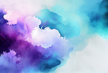 Abstract blue purple background, watercolor paint texture imitation created with Generative AI technology - 558443282