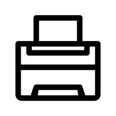 Office printer icon line isolated on white background. Black flat thin icon on modern outline style. Linear symbol and editable stroke. Simple and pixel perfect stroke vector illustration