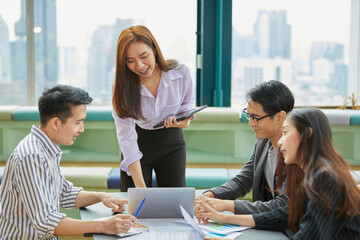 businesswoman meeting and discussing about work in the office