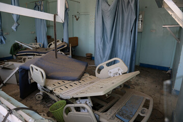 A hospital destroyed due to the violent war in Yemen, Taiz	
