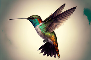 Fototapeta premium hand drawing of colorful hummingbird