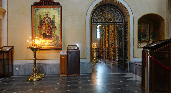 Kiev. Ukraine. May 16, 2019 Interior of the Assumption Cathedral kyiv-pechersk lavra