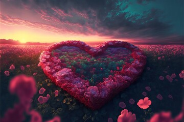 Fototapeta premium Heart shape in beautiful nature. Generative Ai