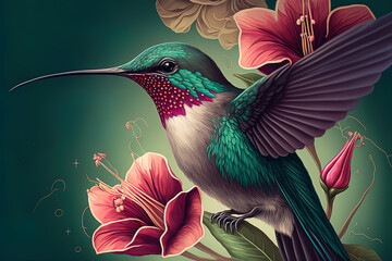 Colorful hummingbird illustration
