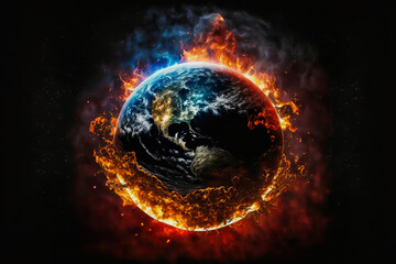 A spectacular illustration of a planet Earth exploding from within for an explosive end of the universe. Ideal for dynamic or post-apocalyptic scenes.