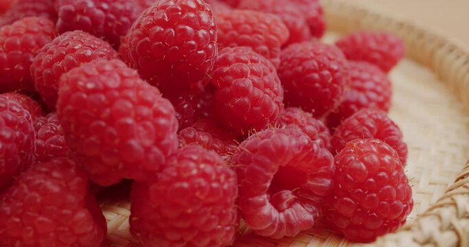 Juicy fresh organic raspberry fruits