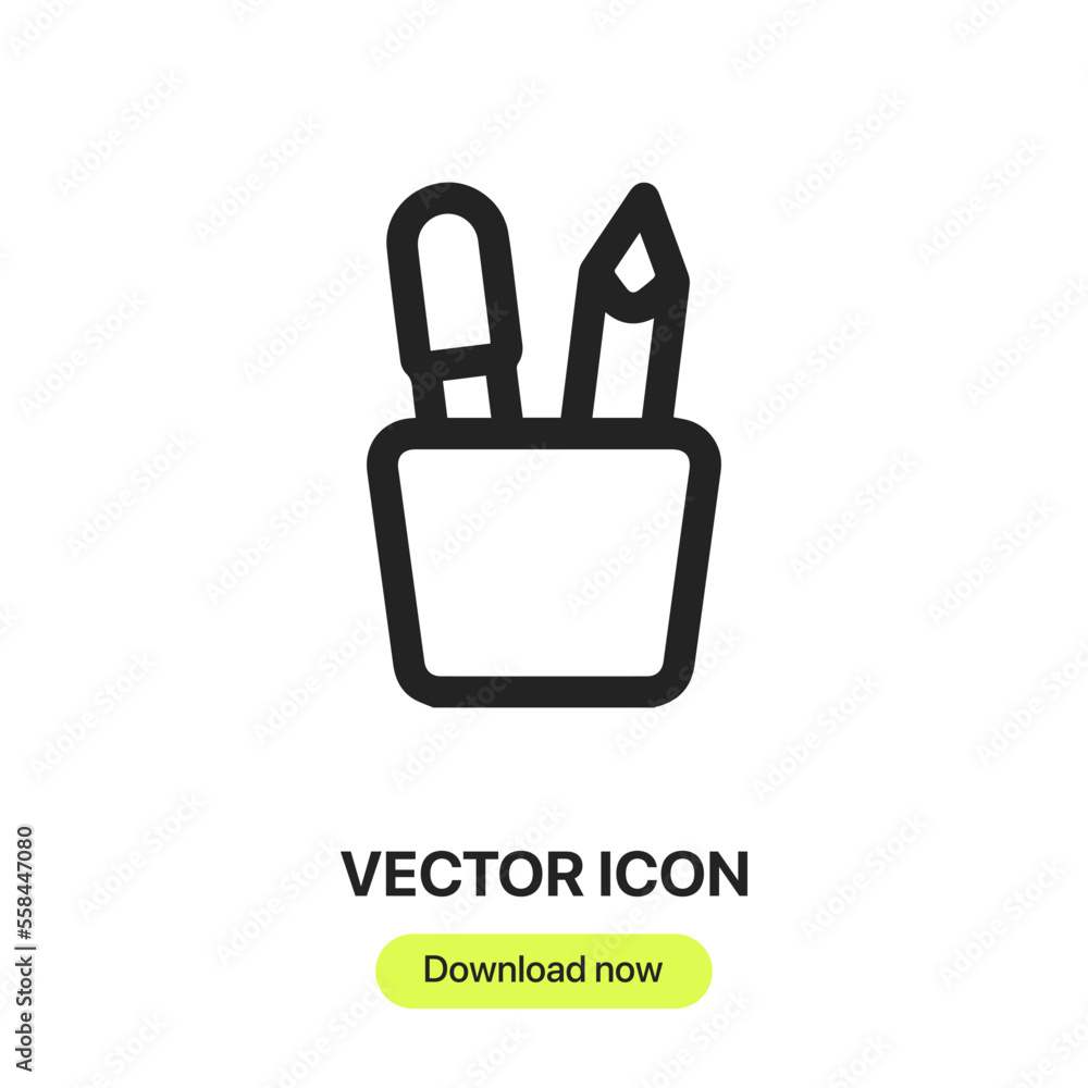 Poster pencil case icon vector. linear style sign for mobile concept and web design. pencil holder symbol i