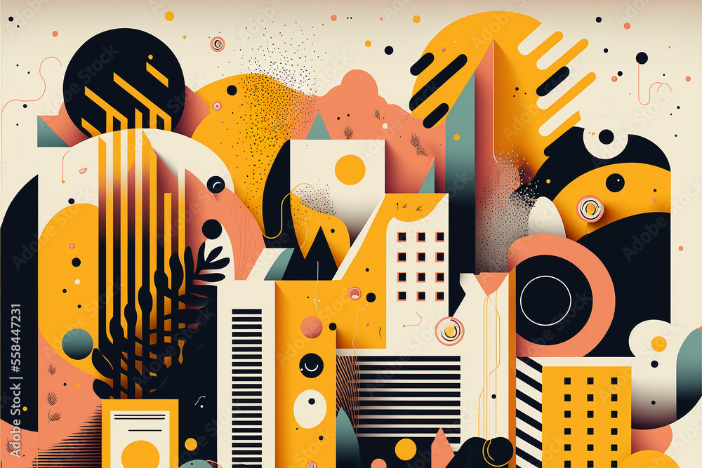 Poster abstract background in memphis style. generative ai