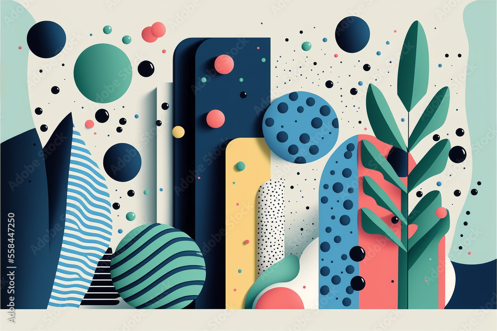 Poster abstract background in memphis style. generative ai
