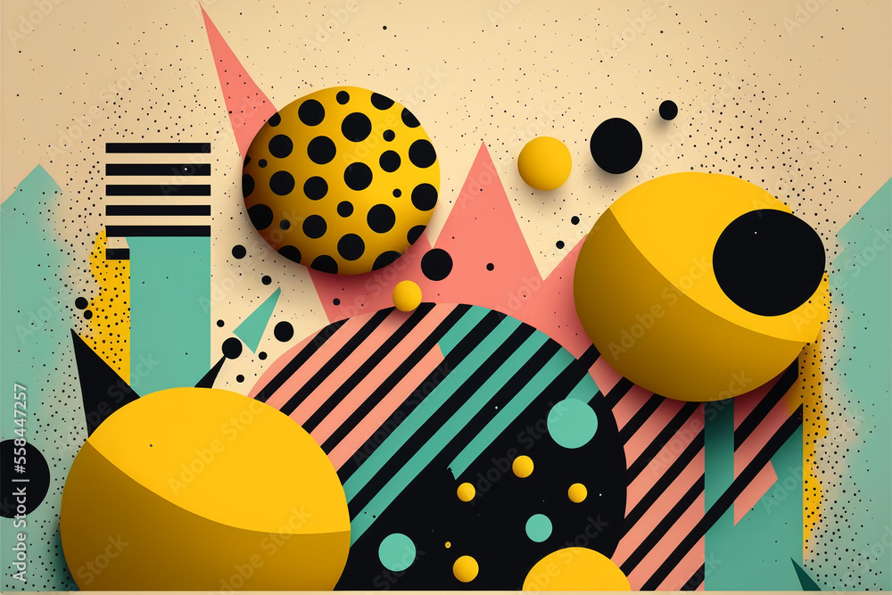 Poster abstract background in memphis style. generative ai