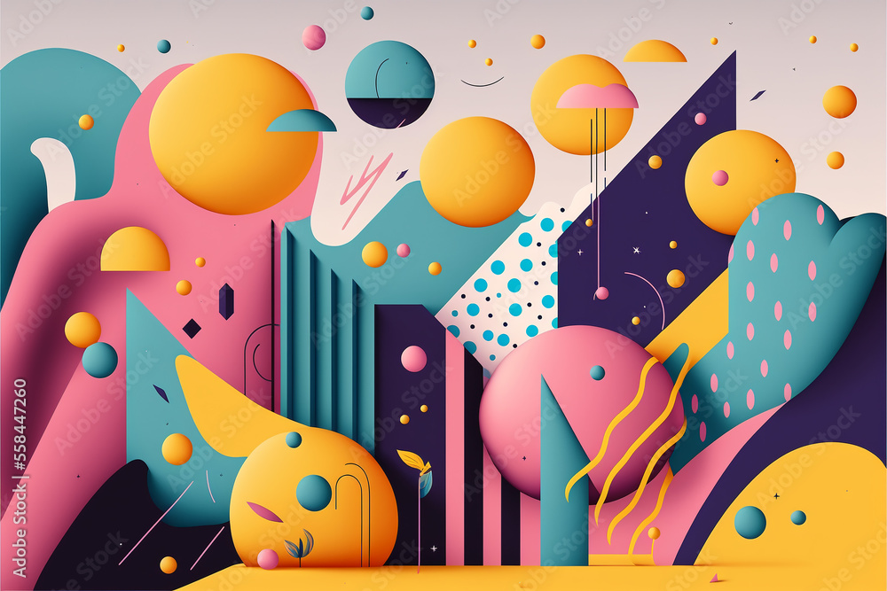Poster abstract background in memphis style. generative ai