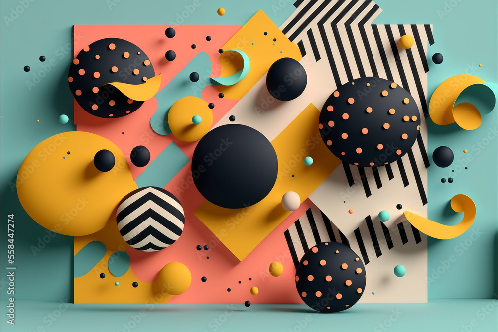 Aufkleber abstract background in memphis style. generative ai