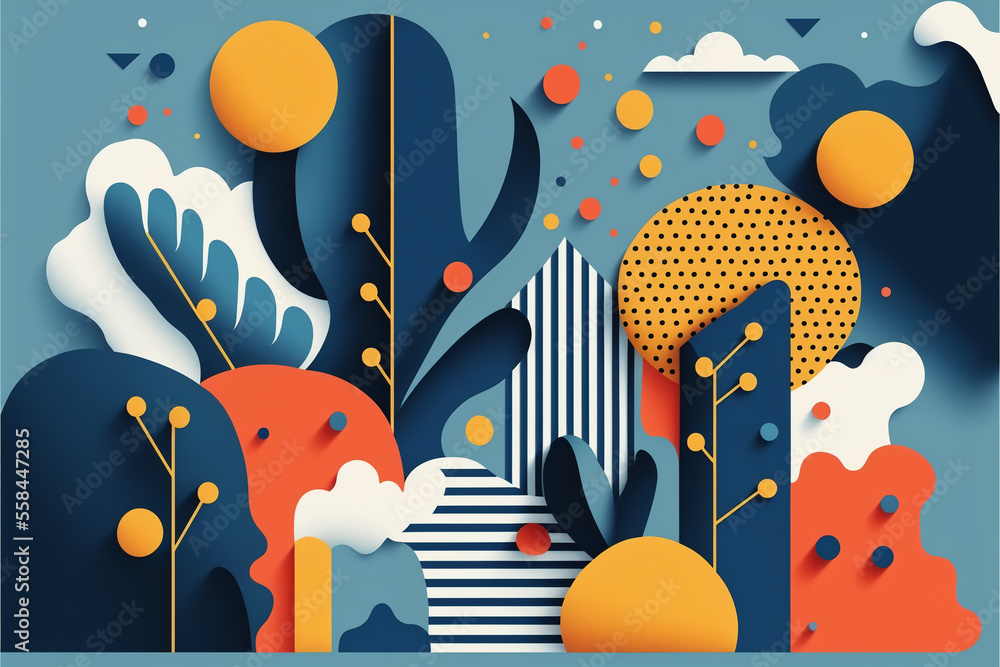Poster abstract background in memphis style. generative ai