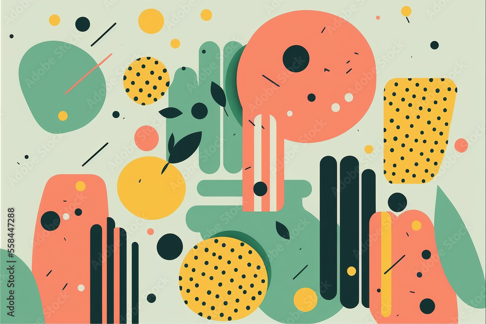 Aufkleber abstract background in memphis style. generative ai