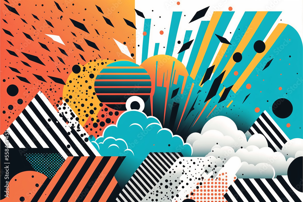 Poster abstract background in memphis style. generative ai