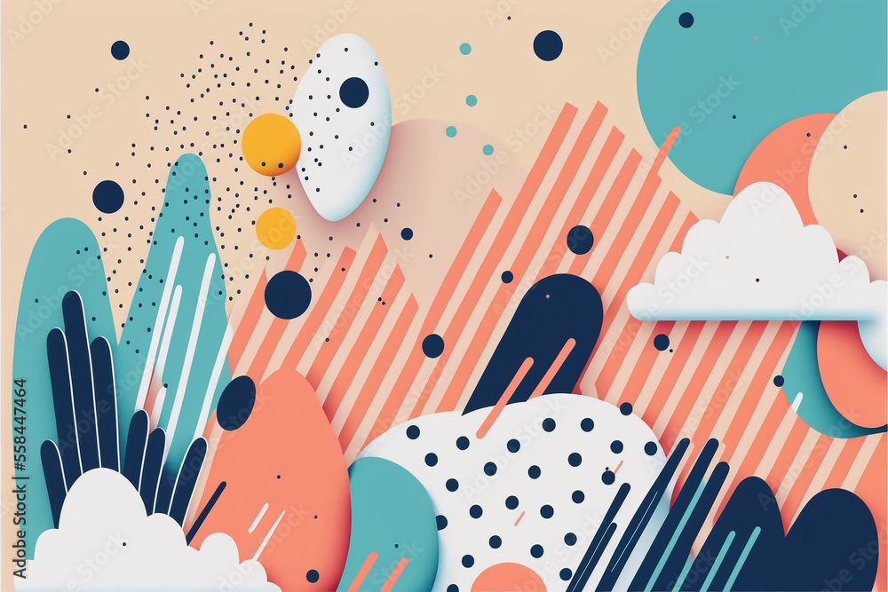Poster abstract background in memphis style. generative ai