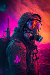 soldier with gas mask