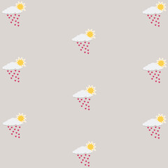 greeting card, postcard, background for Valentine's Day, the sun with a cloud and hearts