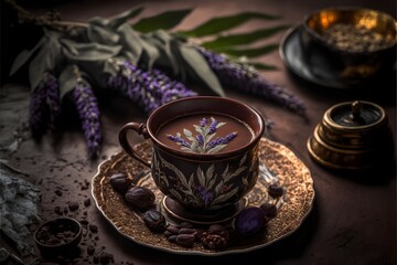 Obraz na płótnie Canvas Turkish Coffee with Lavender