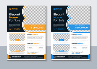 Creative Real Estate Flyer Design, Home Flyer Template, Business, Marketing, Annual Report, Poster, Vector illustration