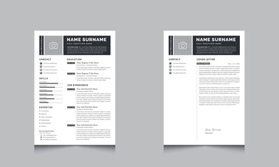 Professional Resume CV Template Layout Drak details