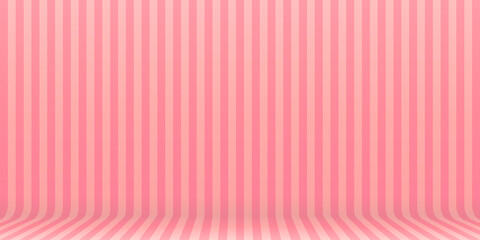 Pink Stripes Background Empty Room Interior Studio Blank Product Display Template Vector Illustration