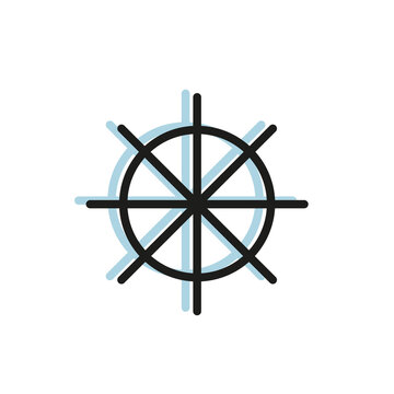 Ship wheel icon vector. Line symbol isolated. Trendy flat outline ui sign design. Ship steering wheel icon on a white background