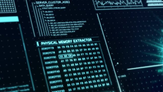 Close-up Futuristic digital cybersecurity data center interface screen background, hi-tech holographic big data analysis head up display dashboard, artificial intelligence technology 3d rendering
