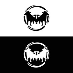 Circle bull animal logo design . icon logo . silhouette logo 