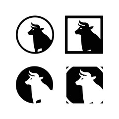 Circle bull animal logo design . icon logo . silhouette logo 