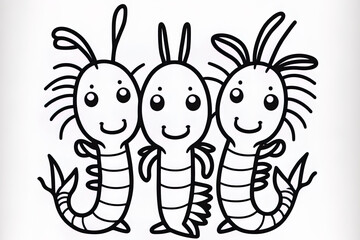 Shrimp animal outline. Generative AI