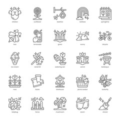 Springtime icon pack for your website design, logo, app, and user interface. Springtime icon outline design. Vector graphics illustration and editable stroke.