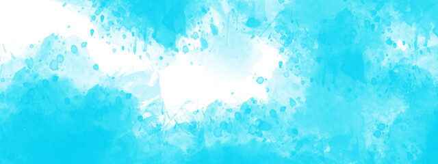 Blue watercolor background with abstract cloudy sky concept. Abstract blue watercolor background handprint colorful gradient ink. Blue sky background with clouds.