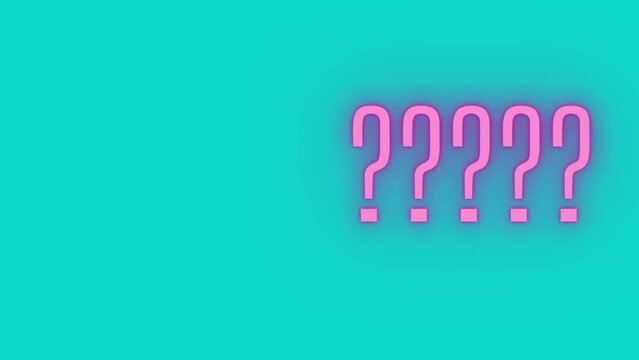 4k v&iacute;deo animado. Interrogantes rosas en fondo azul con copy space
