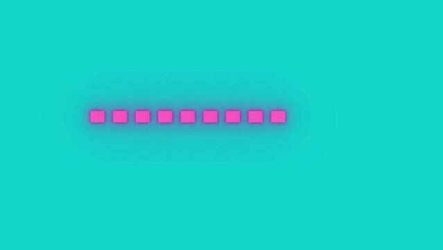 4k v&iacute;deo animado. Puntos suspensivos rosas apareciendo en fondo azul. Cargando contenido 