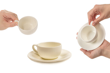White cup isolated on white background.