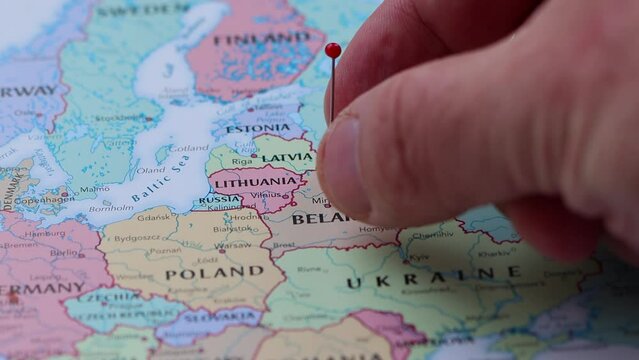 Minsk,  Belarus, capital city of Belarus pinned on political map. 