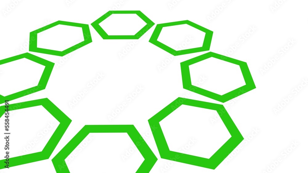 Poster colored green abstract background of hexagonal figures in the form of a circle. logo for website des