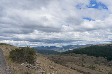 A day of walking in the mountains on a cloudy summer day in la rioja, spain.