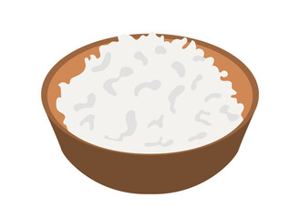 Cottage cheese in a wooden bowl. Soft sour curd. Dairy products. Illustration isolated design
