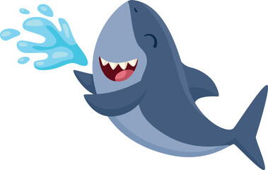 Playful shark laughing. Funny underwater cartoon animal